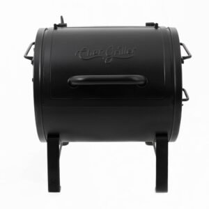 Char-Griller® Portable Charcoal Grill and Side Fire Box Attachment for Texas-Style Offset Smoking Methods with 250 Cooking Square Inches in Black, Model E82424 Char-Griller® Portable Charcoal Grill and Side Fire Box Attachment for Texas-Style Offset Smoking Methods with 250 Cooking Square Inches in Black, Model E82424