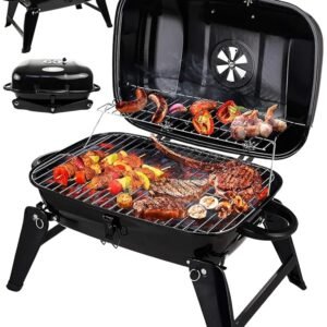 Grill Trade Portable Charcoal Grill - Mini BBQ Grill - Small Table Top Charcoal Grill for Camping, Outdoor Cooking - Foldable Camping Grill for Picnics, Tailgating and Backyard... Grill Trade Portable Charcoal Grill - Mini BBQ Grill - Small Table Top Charcoal Grill for Camping, Outdoor Cooking - Foldable Camping Grill for Picnics, Tailgating and Backyard...