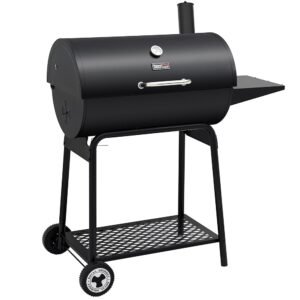 Royal Gourmet CC1830 30 Inch Barrel Charcoal Grill with Side Table, Outdoor BBQ Grill with 627 Sq. In. Cooking Space for Backyard, Patio and Parties, Black Royal Gourmet CC1830 30 Inch Barrel Charcoal Grill with Side Table, Outdoor BBQ Grill with 627 Sq. In. Cooking Space for Backyard, Patio and Parties, Black