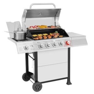 Royal Gourmet GA5401T 5-Burner Propane Gas Grill with Sear Burner and Side Burner, Stainless Steel BBQ Grill with 632 Sq. In. Grilling Area for Outdoor Barbecue Cooking, 64,000... Royal Gourmet GA5401T 5-Burner Propane Gas Grill with Sear Burner and Side Burner, Stainless Steel BBQ Grill with 632 Sq. In. Grilling Area for Outdoor Barbecue Cooking, 64,000...